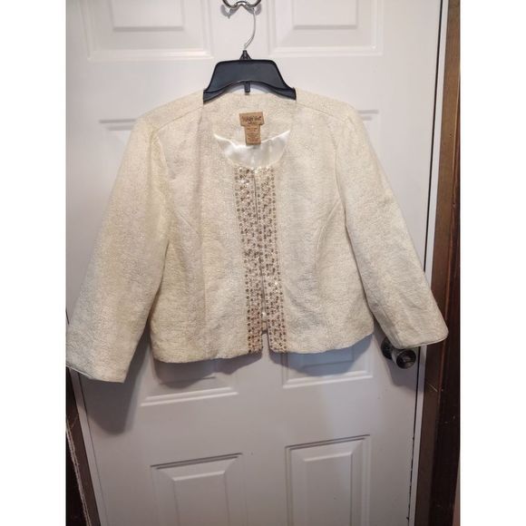 Midnight Velvet White Sparkly‎ Blazer Women's Size 16 - Picture 1 of 4